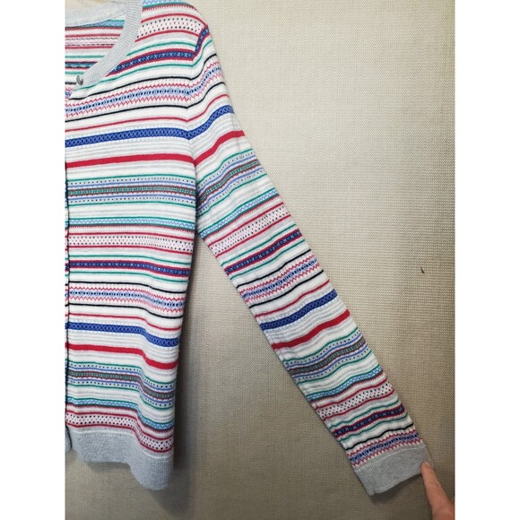 Talbots Lambswool Blend Multicolor Fair Isle Long Sleeve Button-Up Cardigan Sz M - Picture 2 of 5